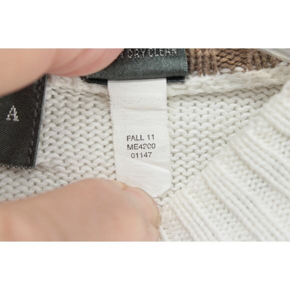 Oscar De La Renta Sweater Men's XL Beige Gray Brown Patchwork Check Preppy - Picture 4 of 7